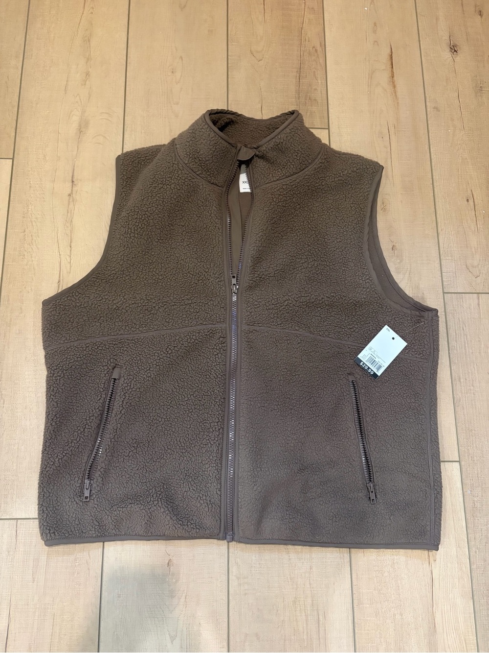 SO Brown Sherpa Fleece Vest with Zip Pockets